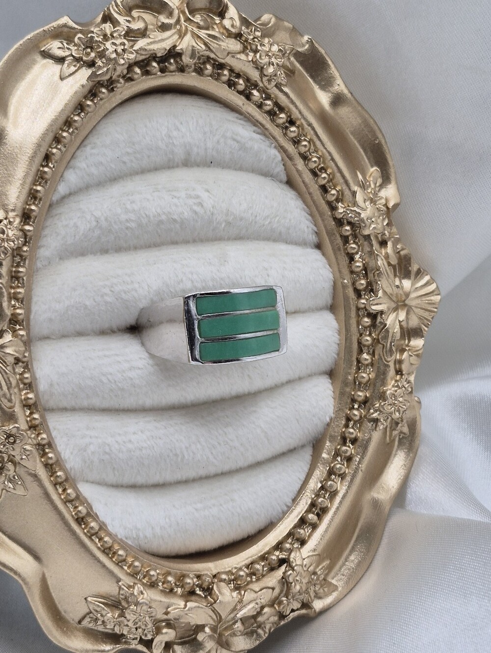 GR Thailand Sterling Silver Serpentine Signet Style Ring Size 8.5